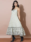 Off-White Block Inspired Print Tiered Dress