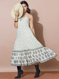 Off-White Block Inspired Print Tiered Dress