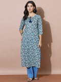 Everyday Chic Blue Print Tassel Kurti