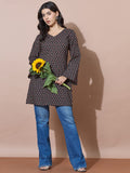Black V-Neck Short Kurti With Back Tie-Up