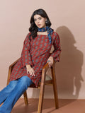 Rust Modern Square-Neck Kurti With Back Tie-Back