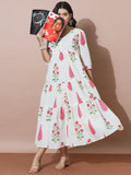 Fresh Floral Off-White Summer Dress