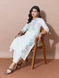 Summer Fresh White Embroidered Flex Kurta Set
