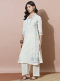 Cotton Blend Off-White Casual Flex Kurta Set