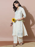 Cotton Blend Off-White Casual Flex Kurta Set