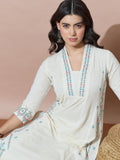 Cotton Blend Off-White Casual Flex Kurta Set