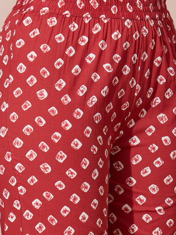 Sleeveless A-Line Bandhani Dot Kurta With Pockets