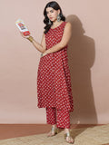 Sleeveless A-Line Bandhani Dot Kurta With Pockets