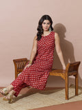 Sleeveless A-Line Bandhani Dot Kurta With Pockets