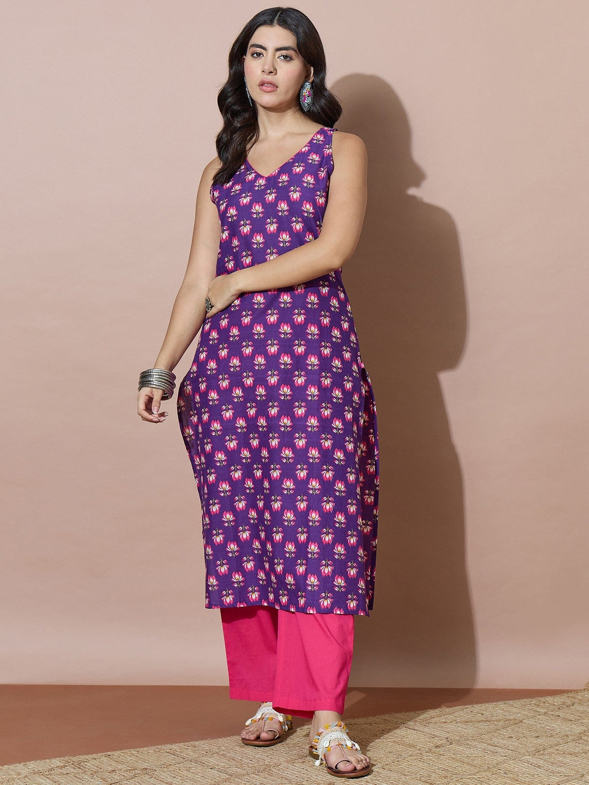 Purple Radiance Kurta With Contrast Trousers