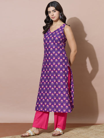 Purple Radiance Kurta With Contrast Trousers