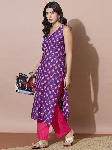 Purple Radiance Kurta With Contrast Trousers
