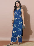 Summer Ready Sleeveless Blue Printed Set