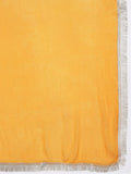 Mustard Bandhani Printed Round Neck Embroidered Yoke Straight Kurta Paired With Tonal Bottom And Dupatta