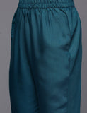 Blue Round Neck Embroidered Yoke Straight Kurta Paired With Tonal Bottom And Dupatta