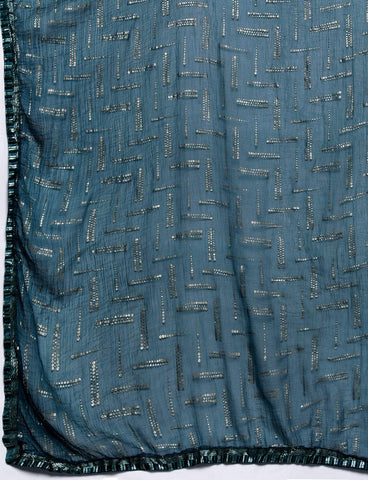 Blue Round Neck Embroidered Yoke Straight Kurta Paired With Tonal Bottom And Dupatta