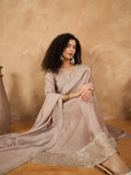 Zari Embroidered Yoke Kurta With Pant And Dupatta