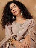 Zari Embroidered Yoke Kurta With Pant And Dupatta