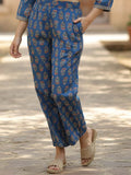 printed angrakha-fit kurta set mandarin-collar kurta with three-quarter sleeves, paired with a straight-fit trouser