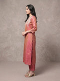 Varanga Women Coral Gota Patti Kurta With Gota Embellishmant On Sleeves