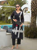 Abstract Print Straight Kurta with Trouser