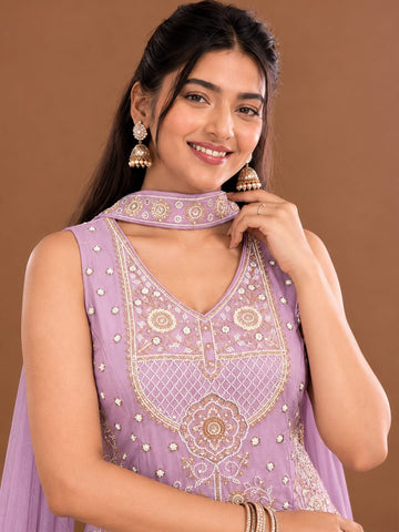 Varanga Women Ethnic Motifs Regular Sequinned Kurta with Sharara & With Dupatta