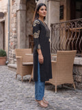 Tassel-Drop Noir Women's Kurta Set