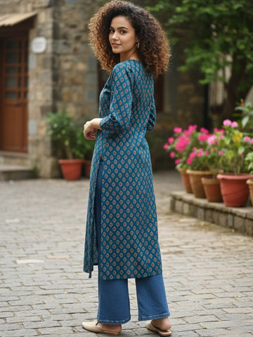 Varanga Teal green cotton Kurta