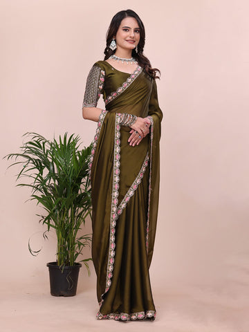 Varanga Floral Embroidered Silk Blend Saree