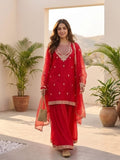 Zari Work Kurta With Sharara And Dupatta