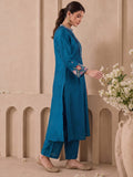 The Teal Blossom Zari Embroidred Women'S Kurta Set