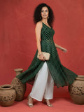 Trendy Bandhni Kurta With Back less Dori Detailing