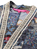 Varanga Navy Blue Floral Printed Gotta Patti Anarkali Kurta with Dupatta