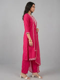 Varanga Women Kurta Adorned With Thread Embroidery, Teamed With Trousers And Paired With Dupatta Featuring Lurex And Lace Detailing