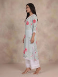 Varanga Women Floral Printed Lace Detail Straight Kurta