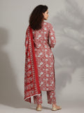 Varanga Women Ethnic Floral Printed Kurta With Trouser & Dupatta