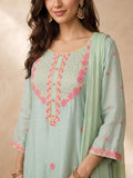 Women's Mulmul Chanderi Kurta Set With Chiffon Dupatta