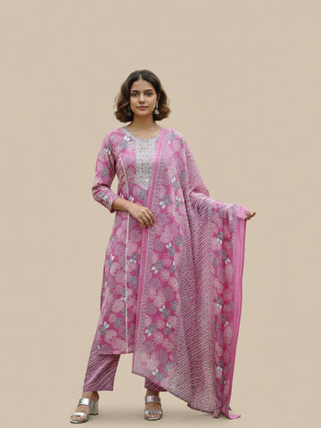 Pure Cotton Embroidered Summer Kurta Set for Women