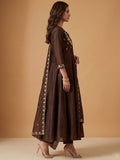 Women's Mocha Elegance Embroidered Anarkali Set