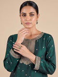 Graceful Green 3-Piece Set And An Elegant Embroidered Dupatta.
