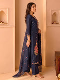 Teal Embroidered Kurta Set With Dupatta