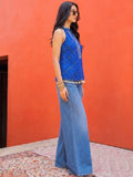 Blue Bandhani Print Fusion Top