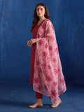The Crimson Wine Floral Organza Women's Kurta Set