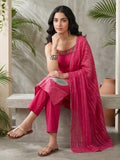 Varanga Women Spaghetti Strap Floral Kurta Featuring Tassles With Trousers And Dupatta