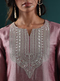 Varanga Women Mauve Zari & Gota Embroidered Kurta Paired With Tonal  Bottom And Dupatta