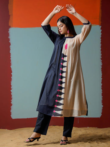 Two-Tone Flare Kurta Set