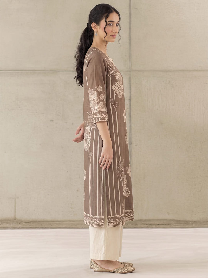 The Espresso Bloom Pure Silk Festive Women'S Kurta Set