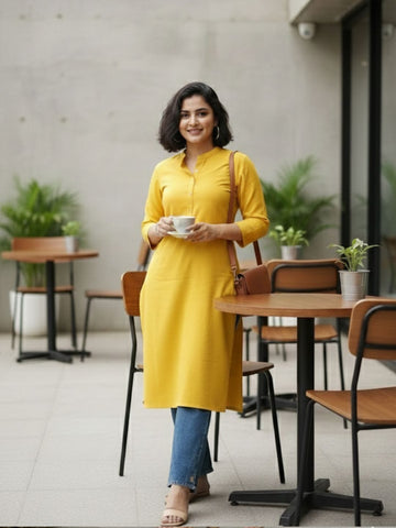 Mustard Kurta For Summer