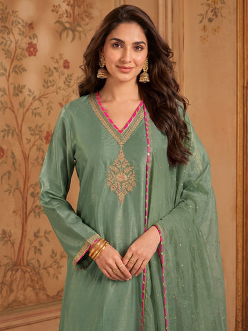 Varanga Women Embroidered dori Work Kurta with Palazzos & With Dupatta