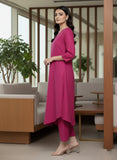 Varanga Women Magenta Solid A-Line Kurta Paired With Tonal Bottom